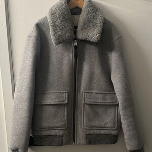 Mackage Gray Wool Bomber Jacket